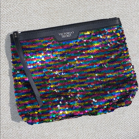 Victoria's Secret Handbags - Victoria’s Secret Rainbow Sequin Makeup Bag Clutch